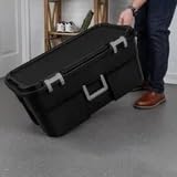 22 Gallon Black Wheeled Plastic Storage Trunk L722646