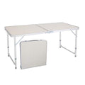 Aluminum Folding Table 4 Foot, Adjustable Height Lightweight Portable Camping Table for Picnic Beach Outdoor Indoor, White 120 x 60 x 70 4Ft C671092