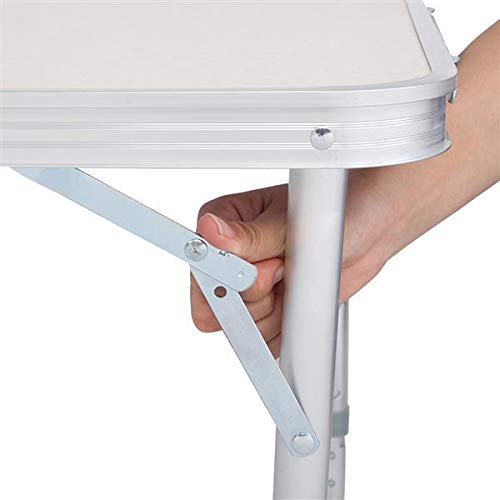 Aluminum Folding Table 4 Foot, Adjustable Height Lightweight Portable Camping Table for Picnic Beach Outdoor Indoor, White 120 x 60 x 70 4Ft C671092