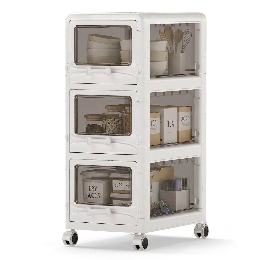 3 Tier Rolling Storage Cart with Drawers K239434