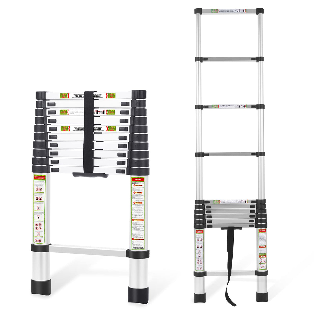10.5 ft Aluminum Telescopic Ladder with Non-Slip Feet Z725627