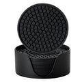 Silicone Drink Coasters with Holder, Set of 6, Black H3746