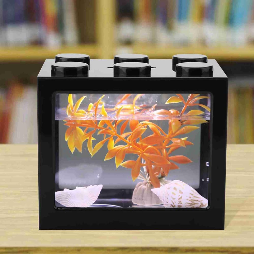 Mini USB LED Aquarium Fish Bowl Plastic Tank with White Light I51624