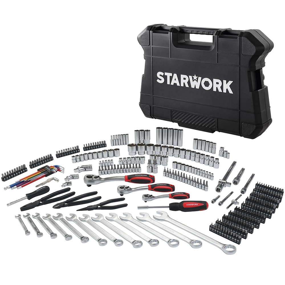 314-Piece Mechanics Tool Set and Socket Set, 1/4", 3/8", 1/2" Drive, Metric T13434