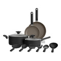 12 Piece Ceramic Nonstick Cookware Set Black E165687