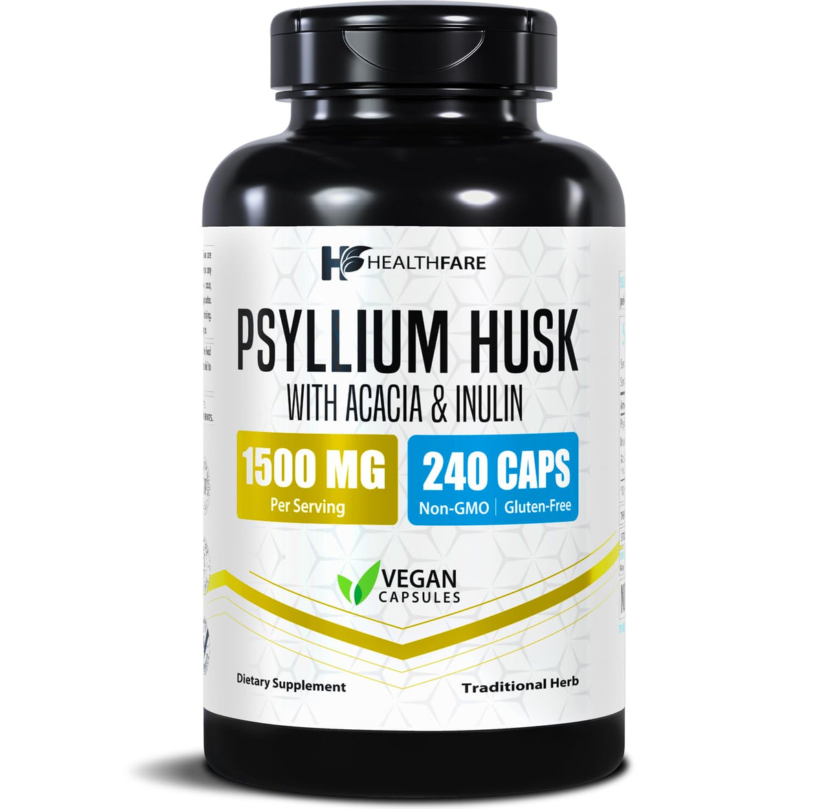 1500mg 240 Vegan Capsules Psyllium Husk Fiber Supplement X236