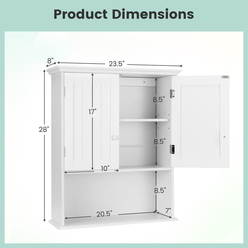 White 2 Door Bathroom Wall Cabinet T9101