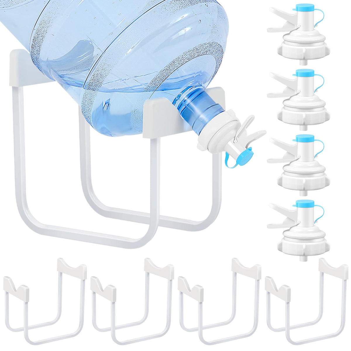 4 Sets Metal Water Jug Stand and Plastic Spigot Faucet T32113