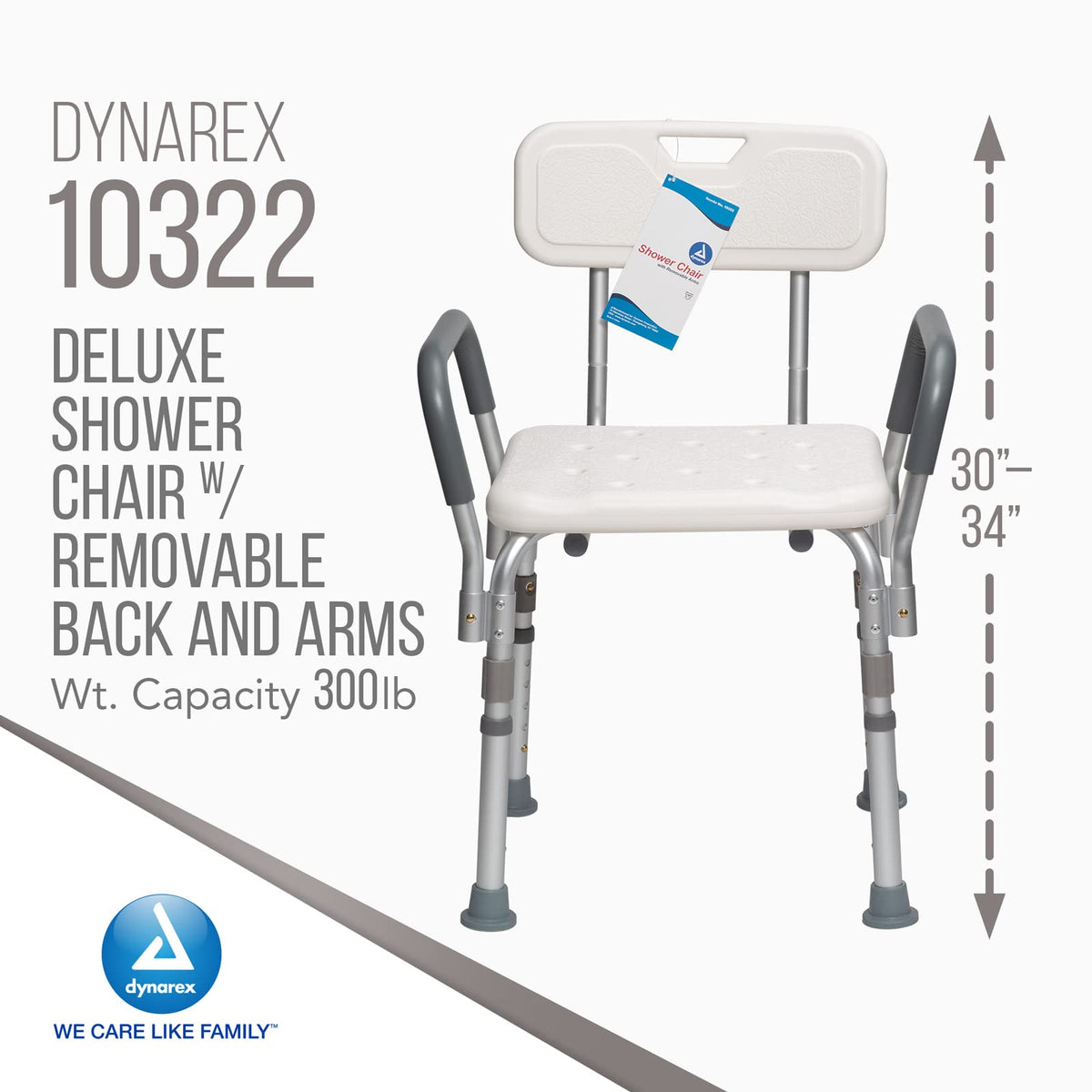 White Shower Chair with Removable Back and Arms P439