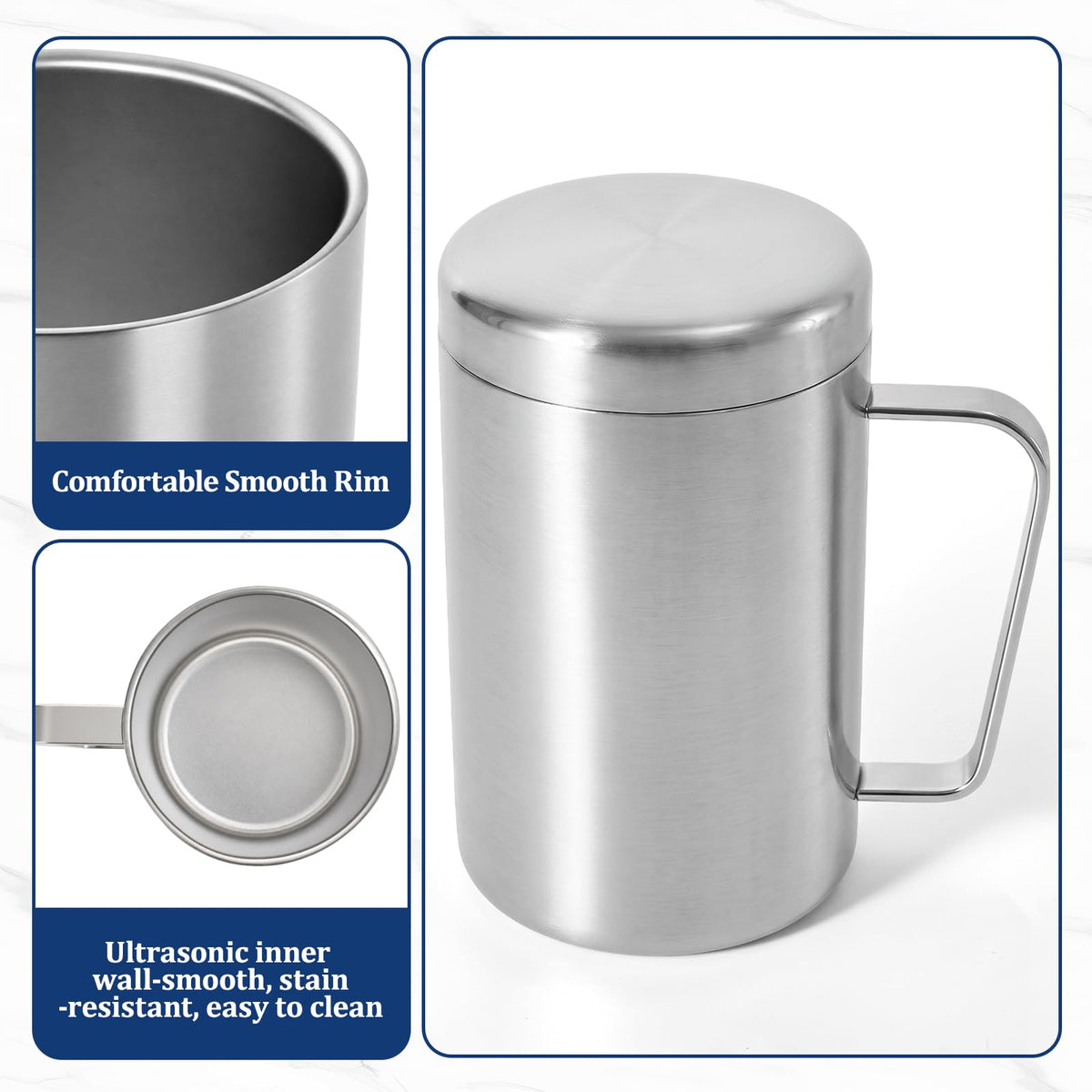 17oz Double Wall Stainless Steel Insulated Camping Mug with Lid E137