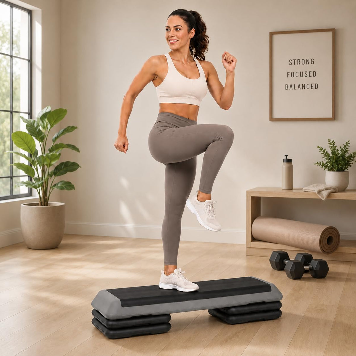 43" Adjustable Aerobic Exercise Step Platform with 4 Removable Risers Y544