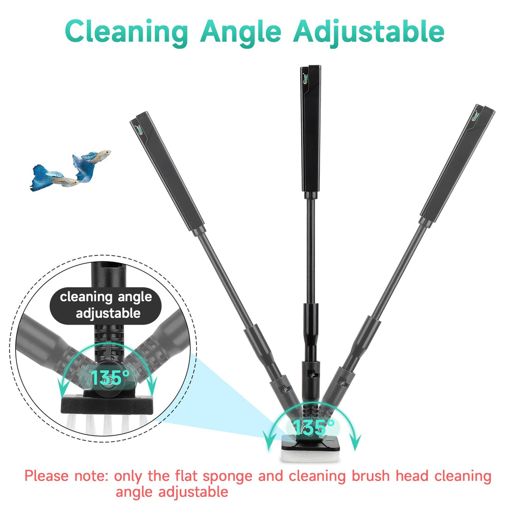 Small 4 in 1 Aquarium Cleaning Tools Kit with Fish Net Algae Scraper Clean Brush Flat Sponge E985135