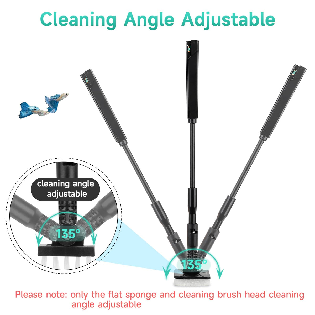 Small 4 in 1 Aquarium Cleaning Tools Kit with Fish Net Algae Scraper Clean Brush Flat Sponge E985135