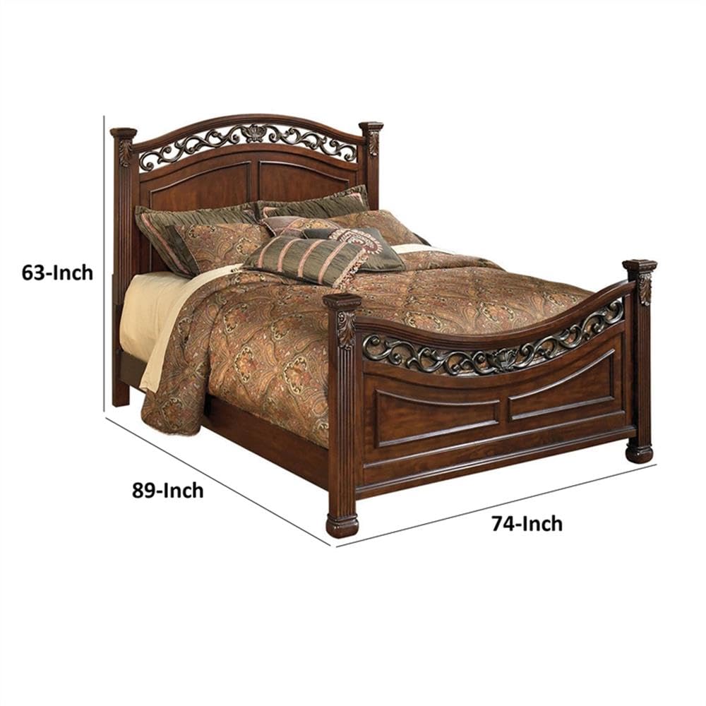 Wood California King Bed with Headboard and Footboard W7084