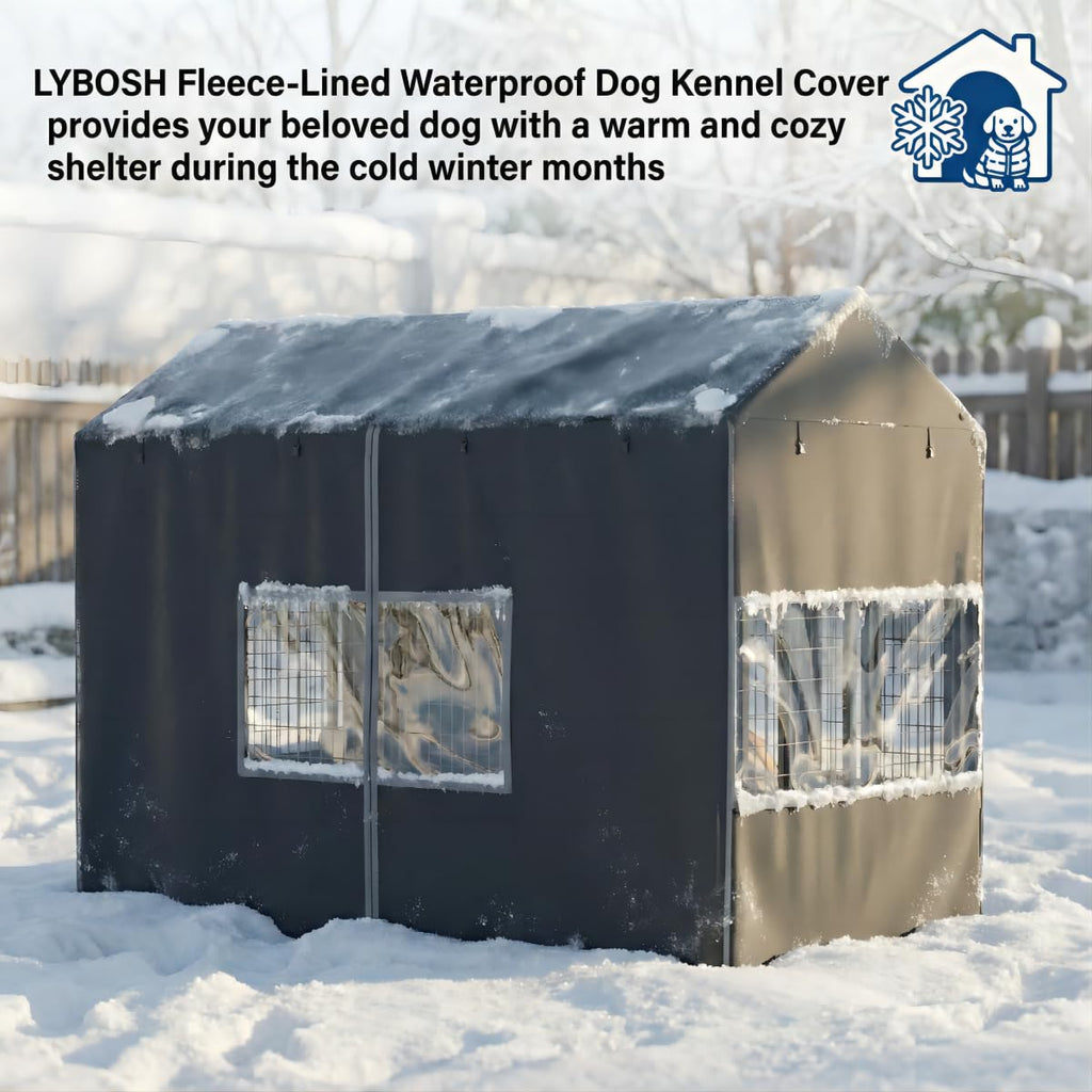 Black Dog Kennel Cover with Transparent Windows T307