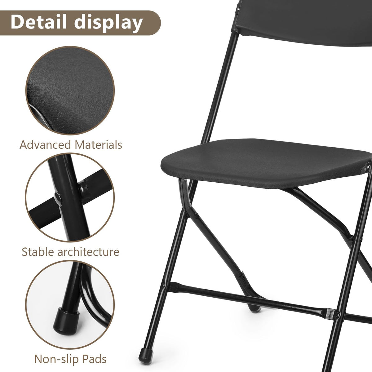 Portable Heavy Duty Folding Chairs 10 Pack Black V834