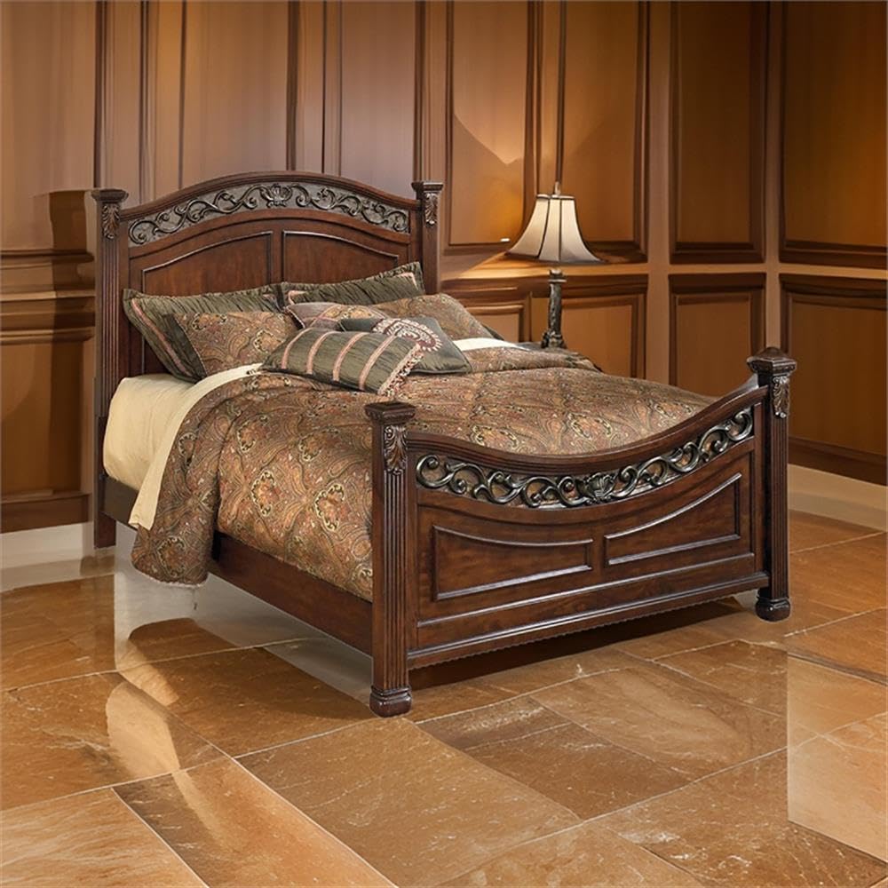 Wood California King Bed with Headboard and Footboard W7084