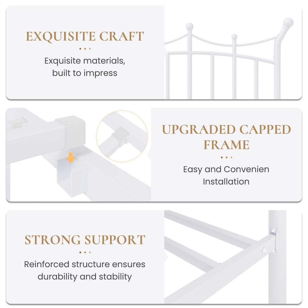 Twin Size White Metal Bed Frame T403