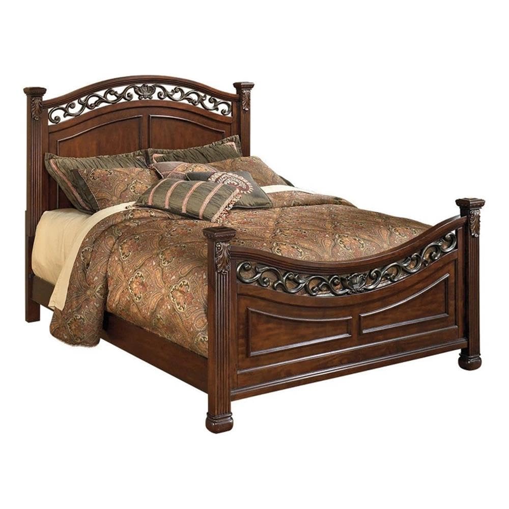 Wood California King Bed with Headboard and Footboard W7084