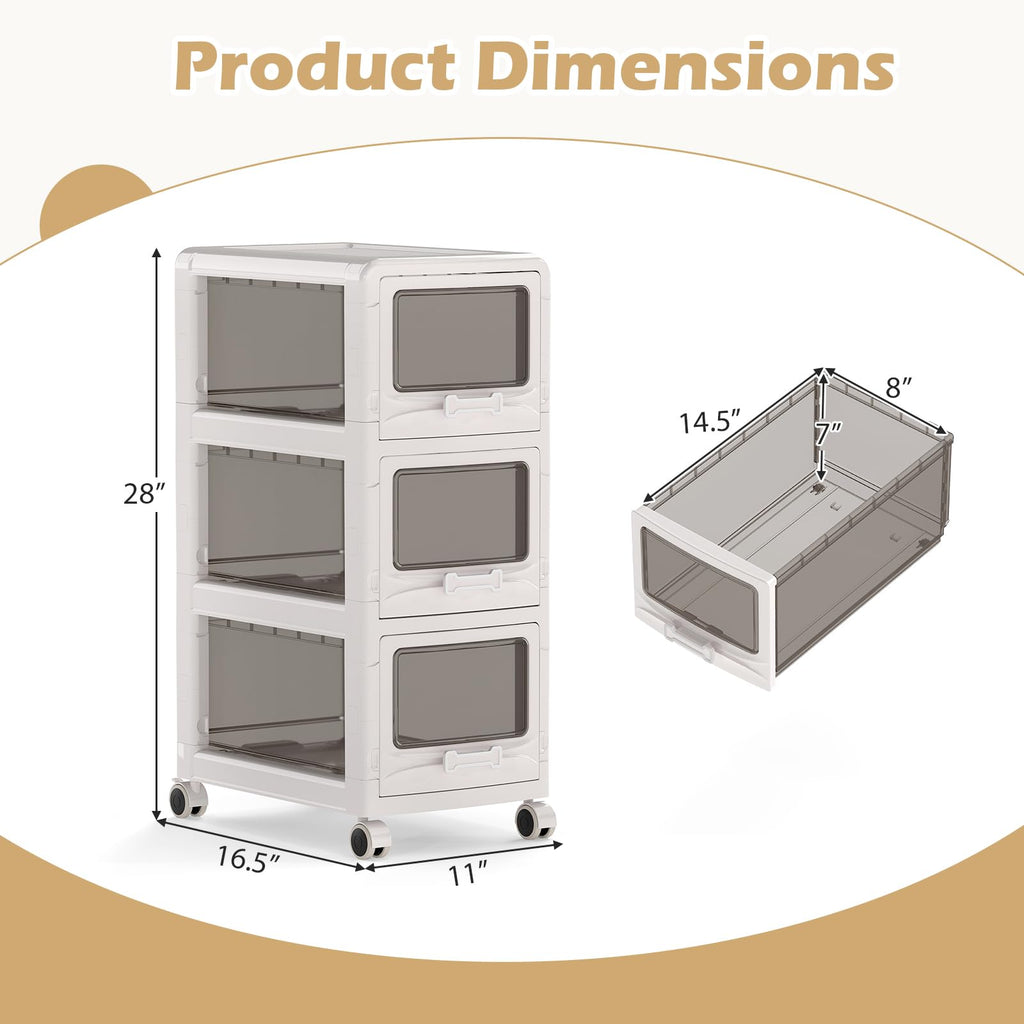 3 Tier Rolling Storage Cart with Drawers K239434
