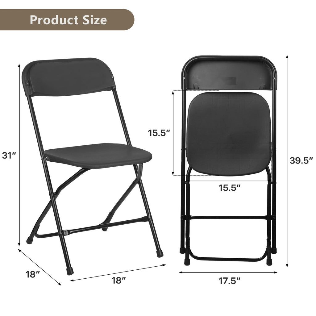 Portable Heavy Duty Folding Chairs 10 Pack Black V834