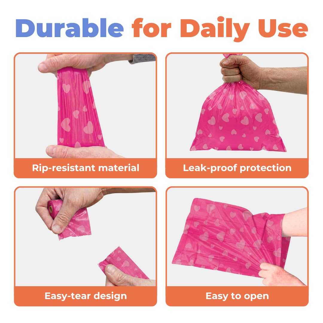 Pink Heart 150 Count Dog Poop Bags O7786