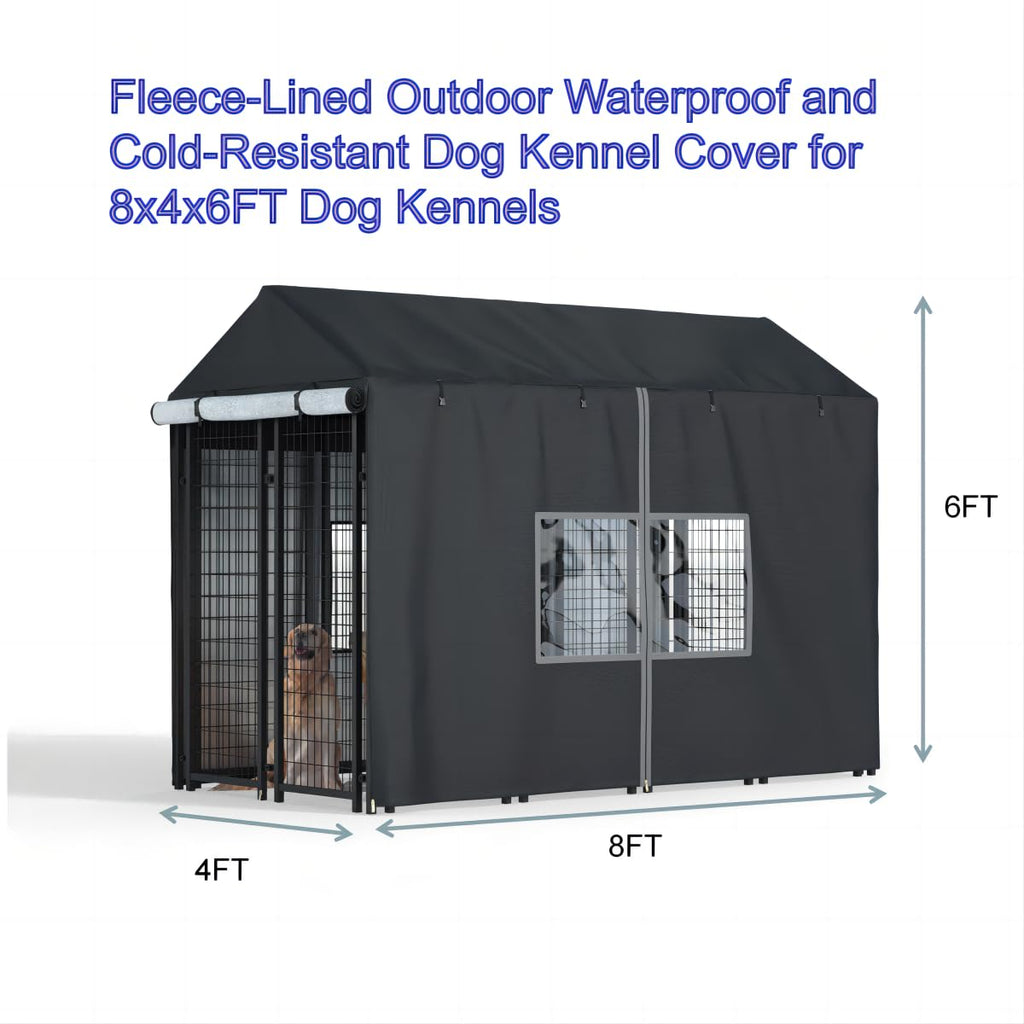 Black Dog Kennel Cover with Transparent Windows T307