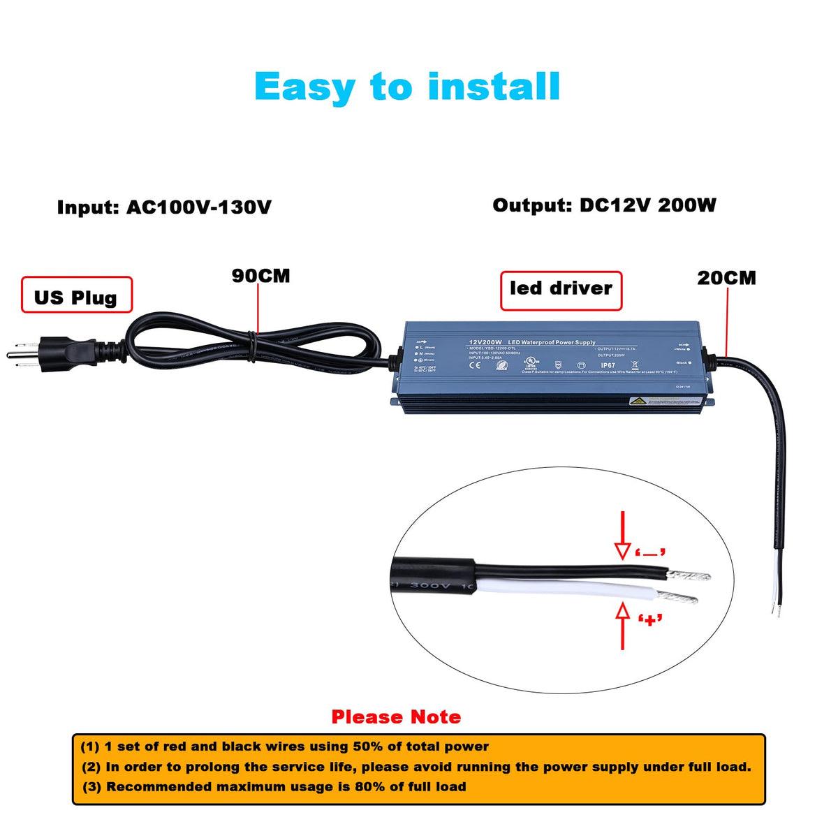 12V 200W IP67 Waterproof LED Driver N10885