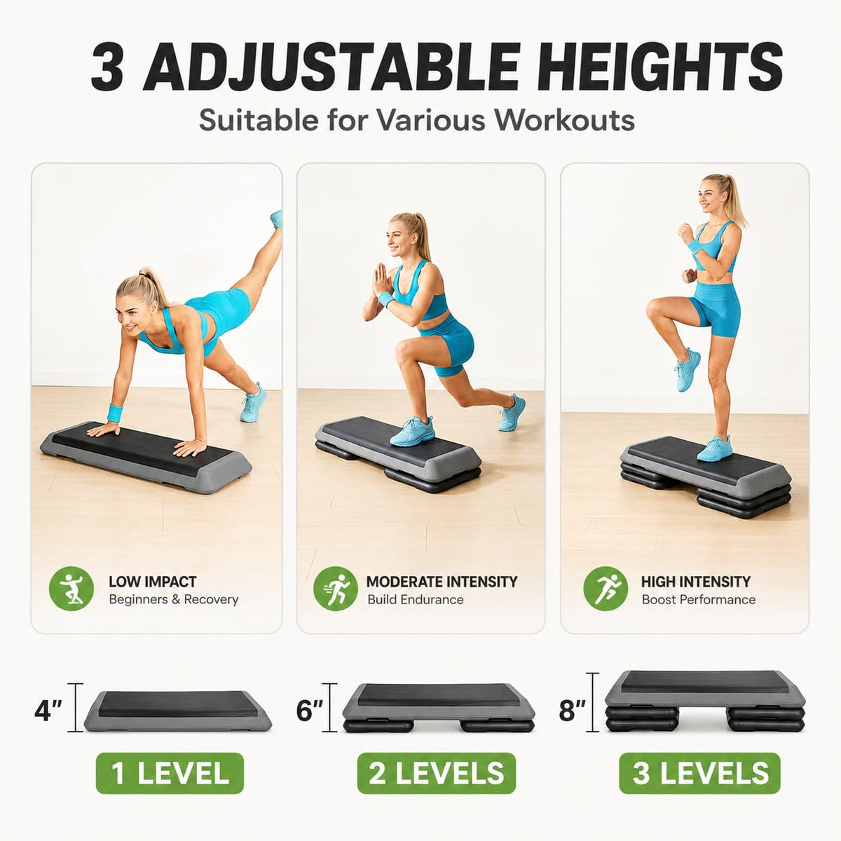 43" Adjustable Aerobic Exercise Step Platform with 4 Removable Risers Y544