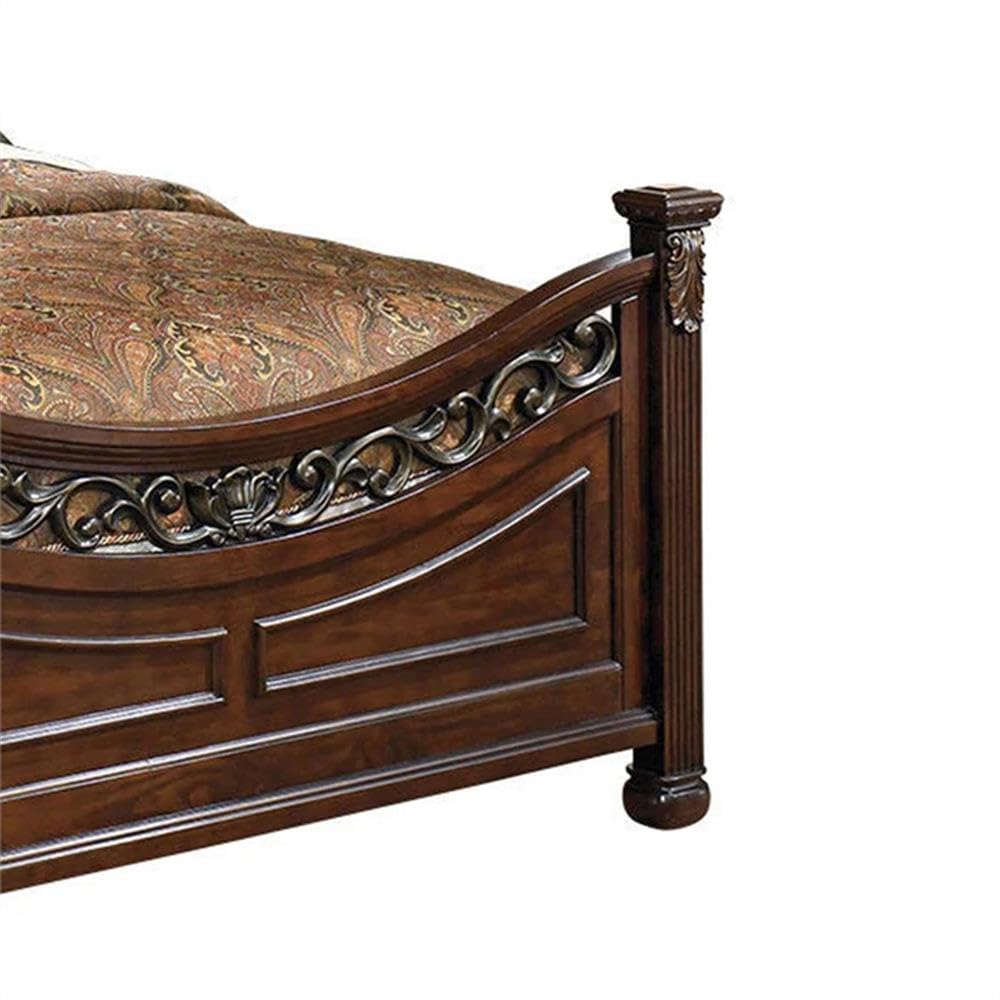 Wood California King Bed with Headboard and Footboard W7084