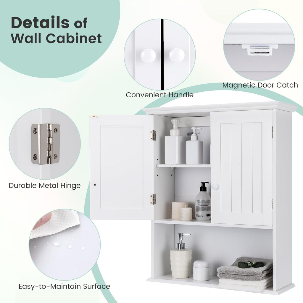 White 2 Door Bathroom Wall Cabinet T9101