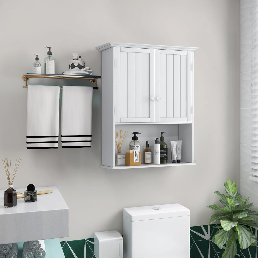 White 2 Door Bathroom Wall Cabinet T9101