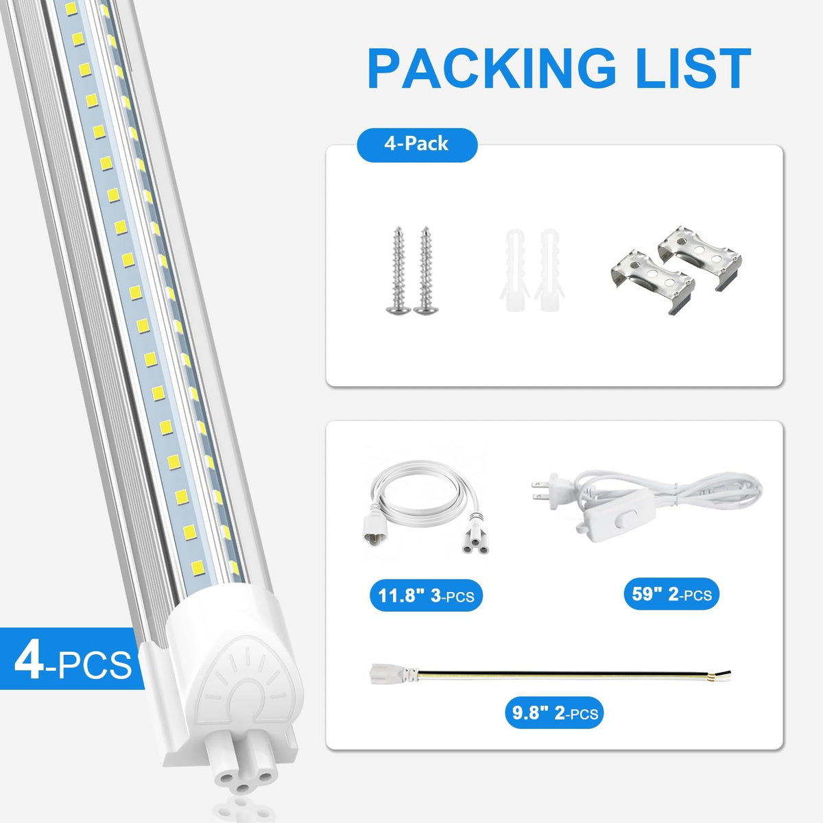2FT 22W 3300LM 6000K Cool White Linkable LED Shop Lights S392