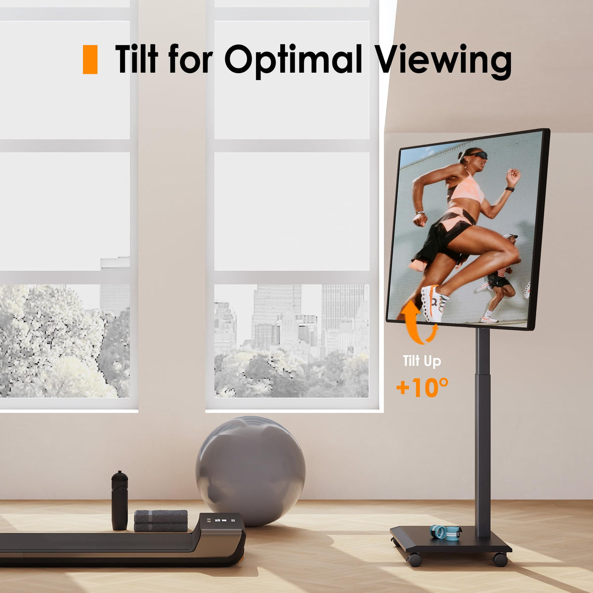 Hand Crank Lift TV Stand with Wheels for 32-75 Inch TVs, Black E919