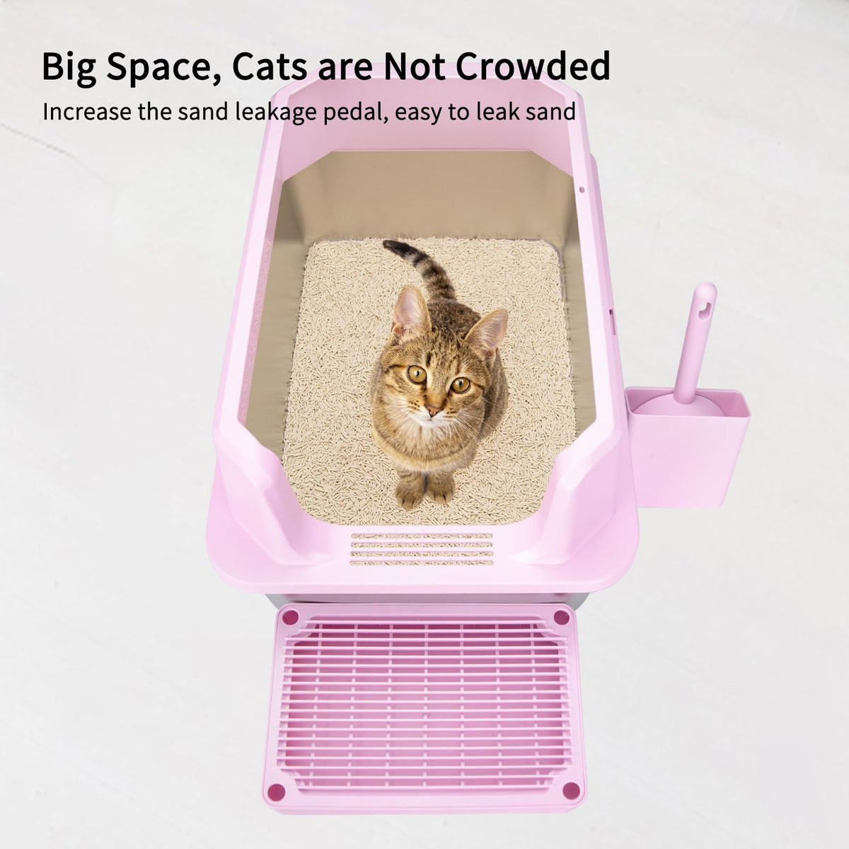 Open Cat Litter Box Stainless Steel High Walls with Scoop E269616