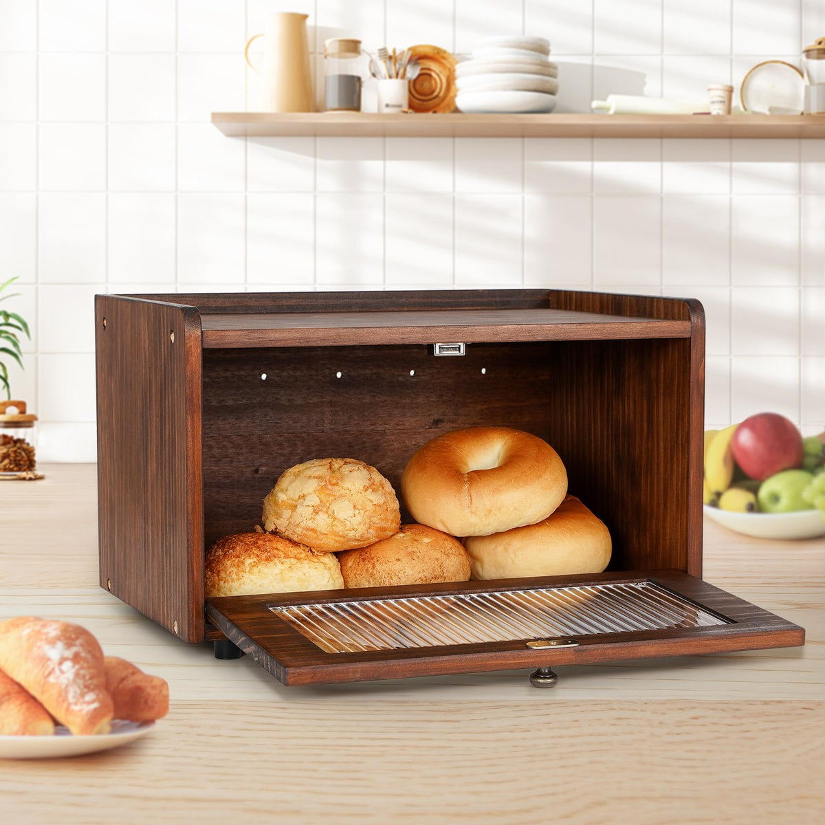 Wooden Bread Box with Acrylic Window C460