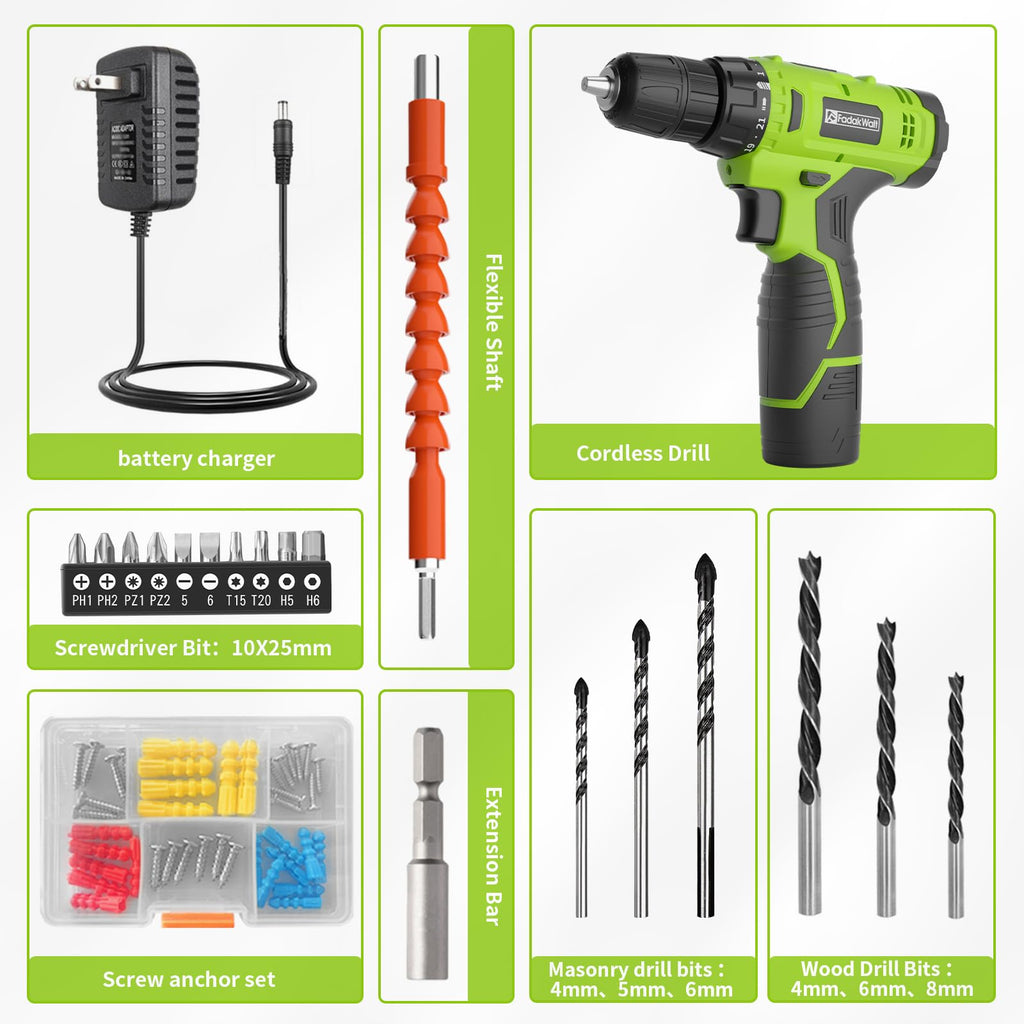 Cordless Drill Set 12V with Battery and Charger G92817
