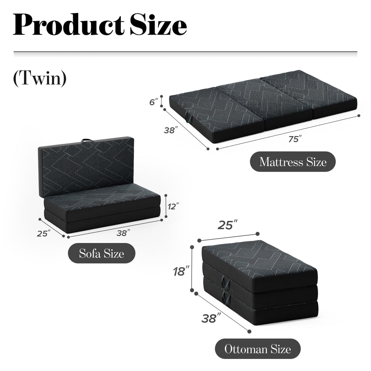Folding Mattress Twin Size 6 Inch F980