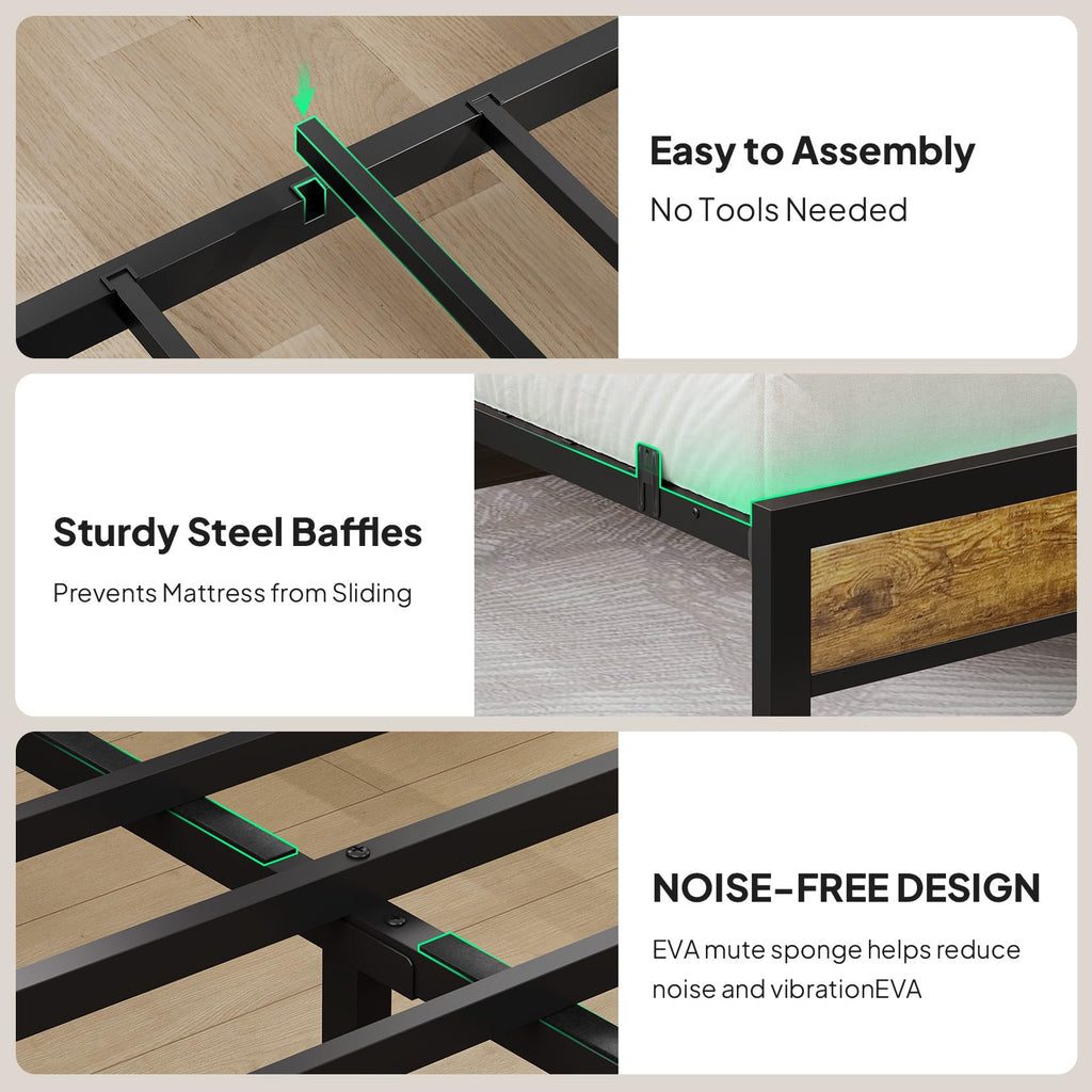 Full Bed Frame with LED Lights and Charging Station D927037