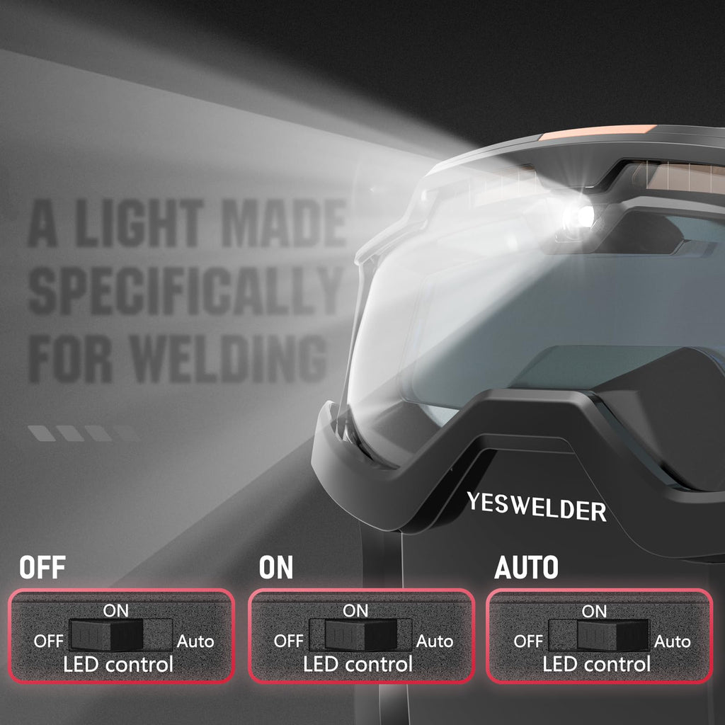 Auto-Darkening Welding Goggles with LED Light and Face Shield H8911