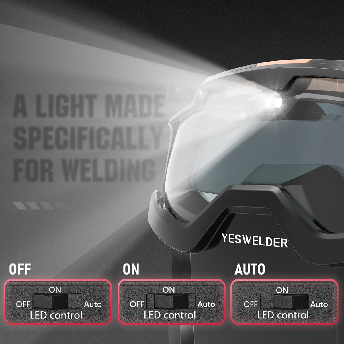 Auto-Darkening Welding Goggles with LED Light and Face Shield H8911