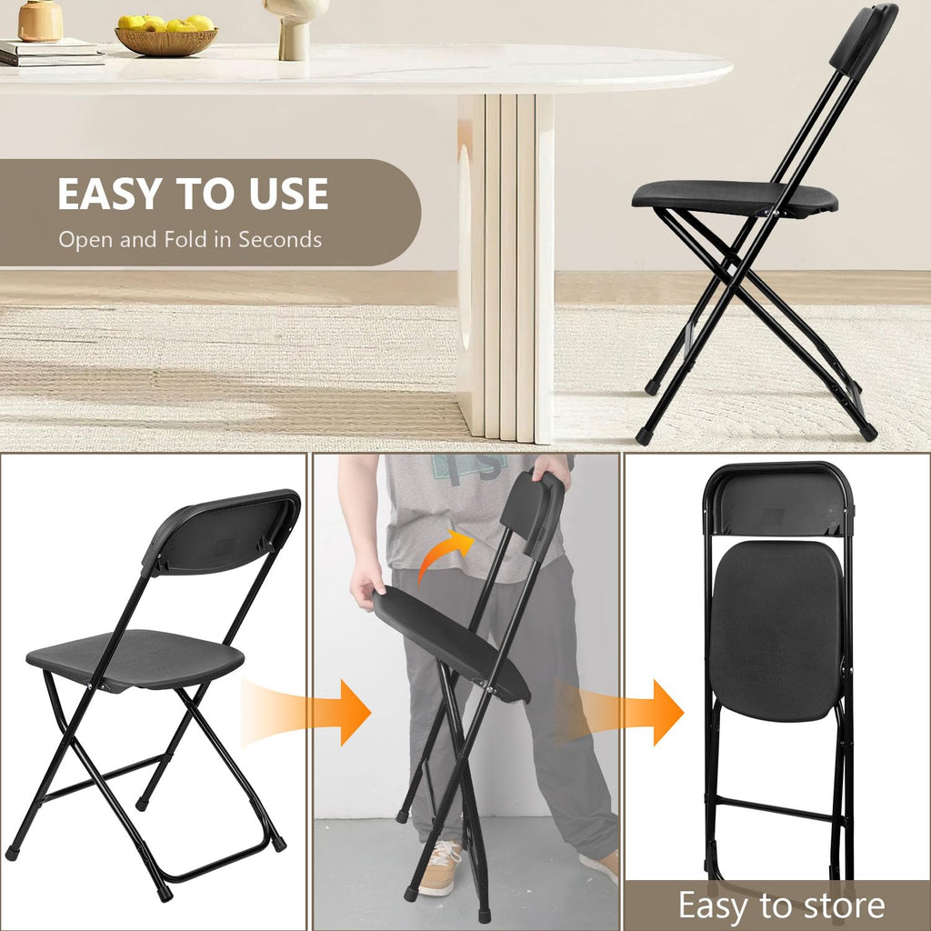 Portable Heavy Duty Folding Chairs 10 Pack Black V834