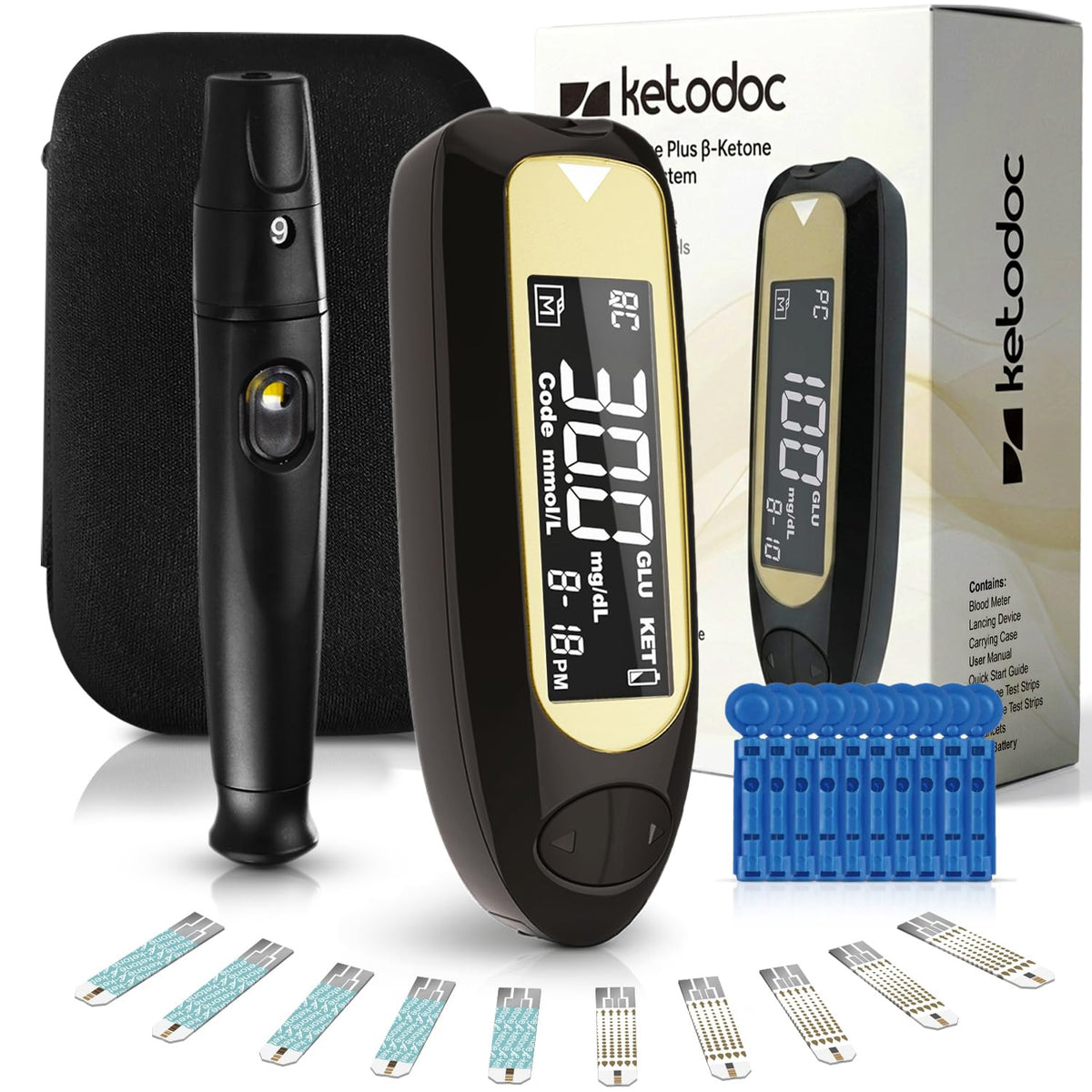 ß-Ketone Testing Kit + 40 Keto Strips + 40 GLU Strips W7502