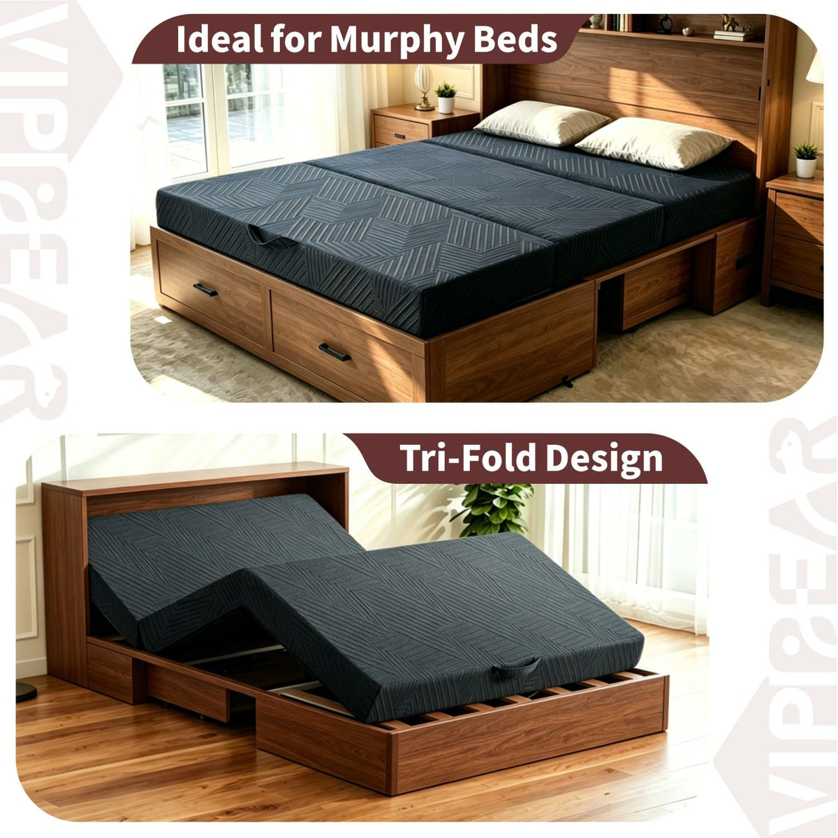 6 Inch Cooling Gel Memory Foam Trifold Mattress with Ice Silk Cover A5523