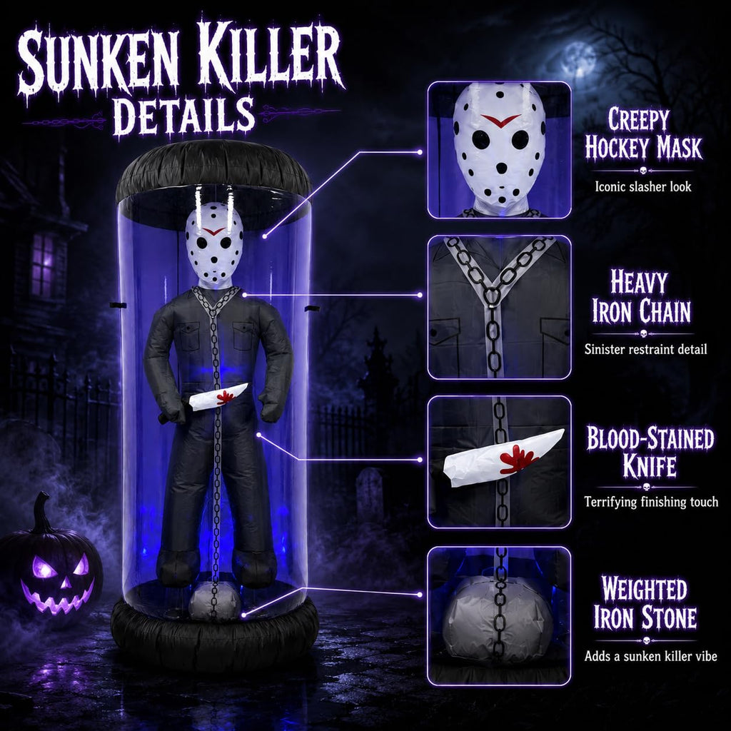 7.6FT Halloween Inflatable Outdoor Decoration with Blue LED Lights H440365