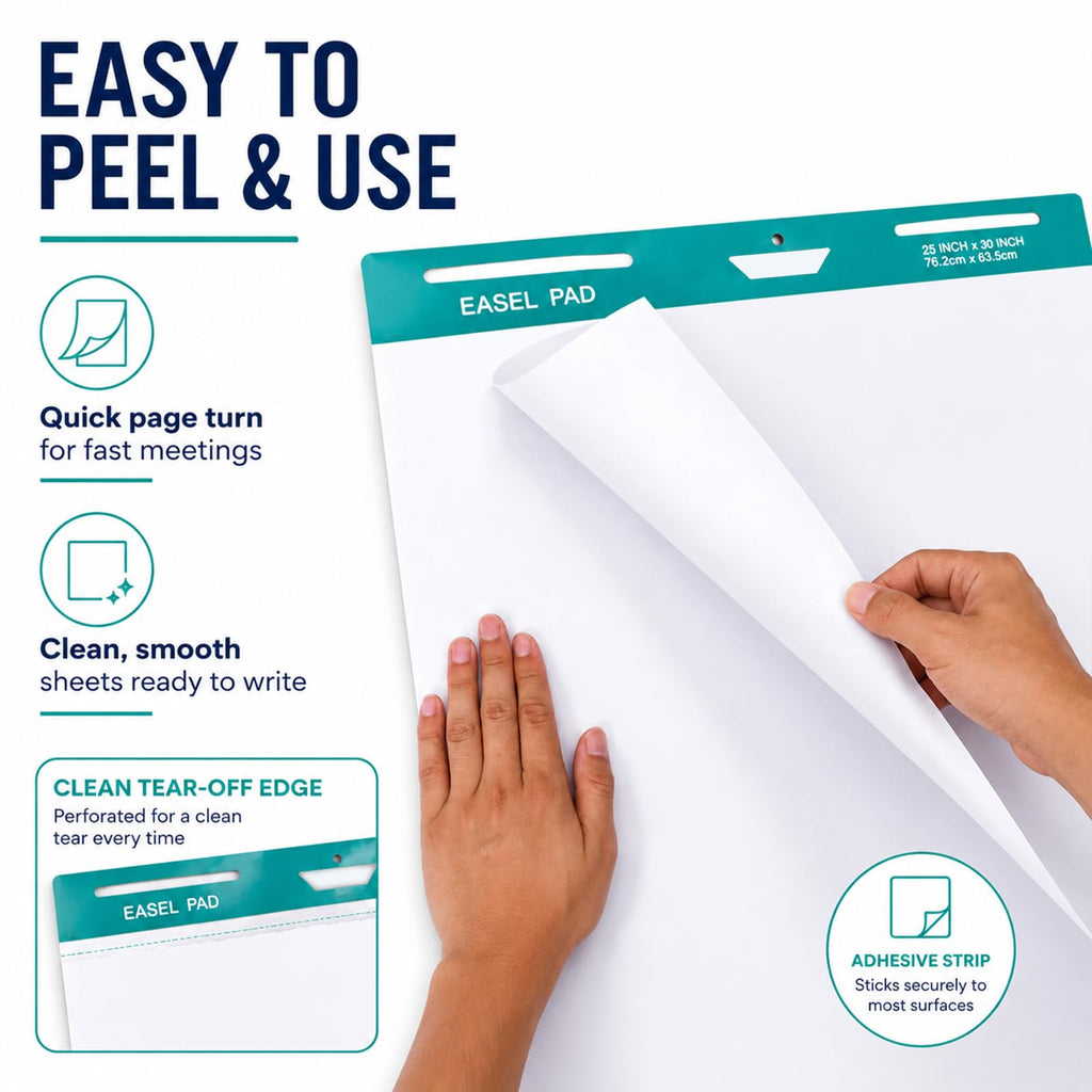 25 x 30 Inch Sticky Easel Pad, 30 Sheets, 8 Pads Z5212