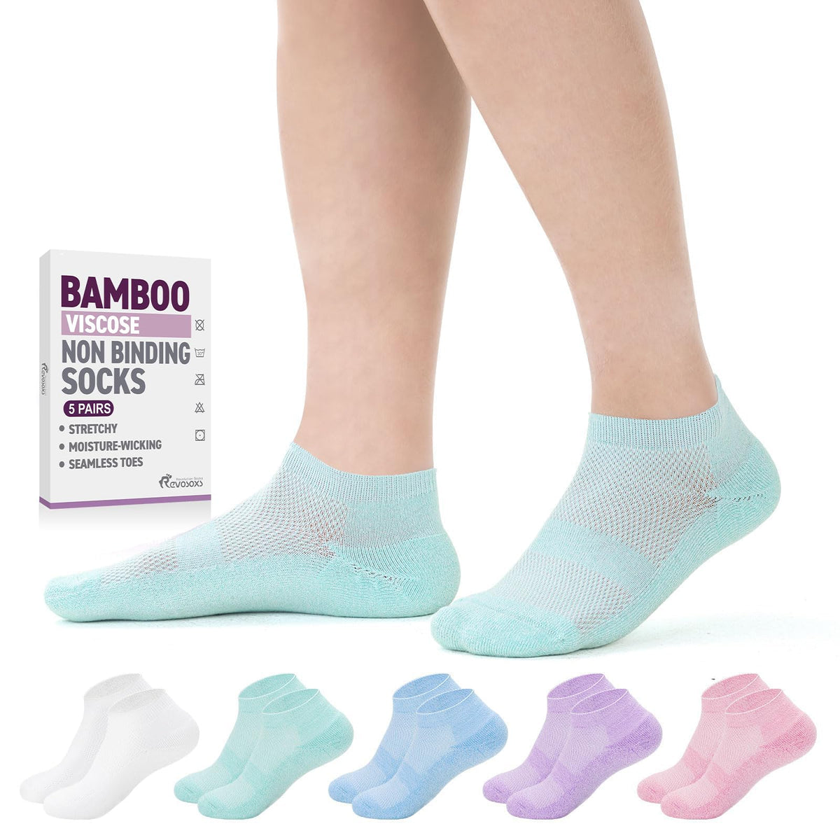 5 Pairs Non-Binding Low Cut Diabetic Socks Size 9-11 Z984497