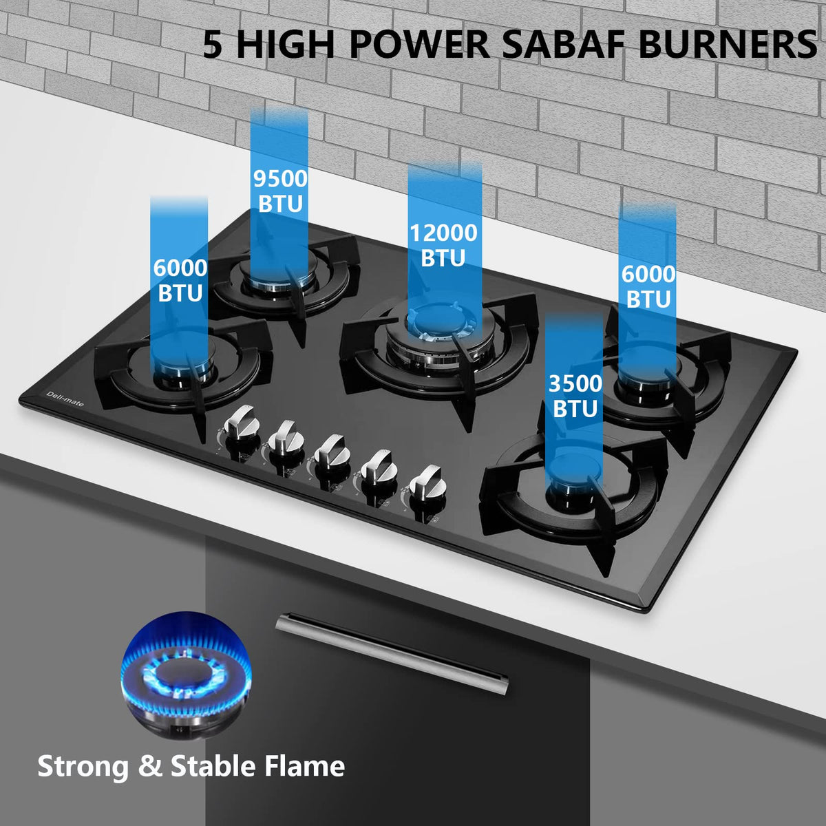 30 Inch 5 Burner Dual Fuel Gas Stovetop K3430