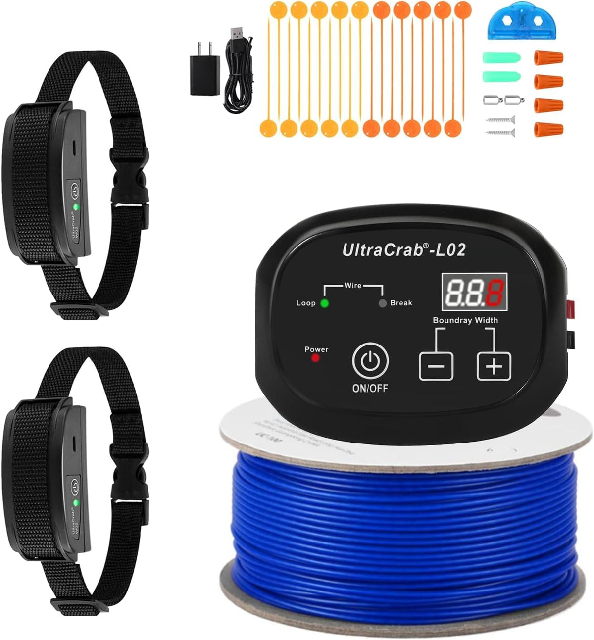 In-Ground Electric Pet Fence with 2 Waterproof Rechargeable Collars Z586