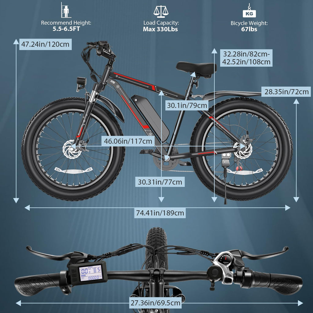 26" Fat Tire 48V 750W Electric Bike X9562